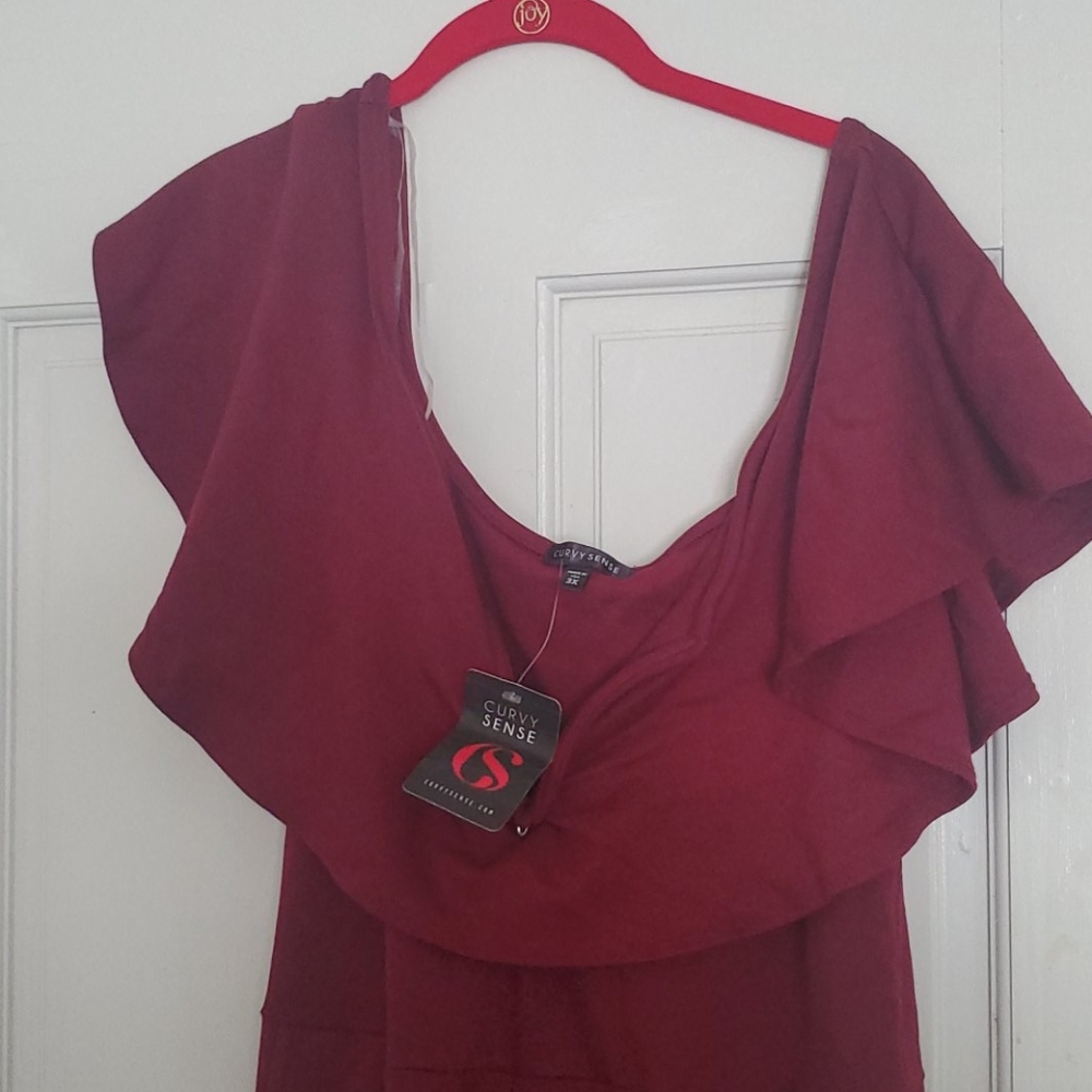 Curvy Sense Burgundy Jumpsuit